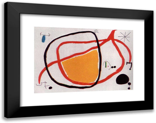 Bird in the Night 24x19 Black Modern Wood Framed Art Print Poster by Miro, Joan