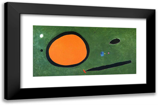 Bird's Flight in Moonlight 24x16 Black Modern Wood Framed Art Print Poster by Miro, Joan