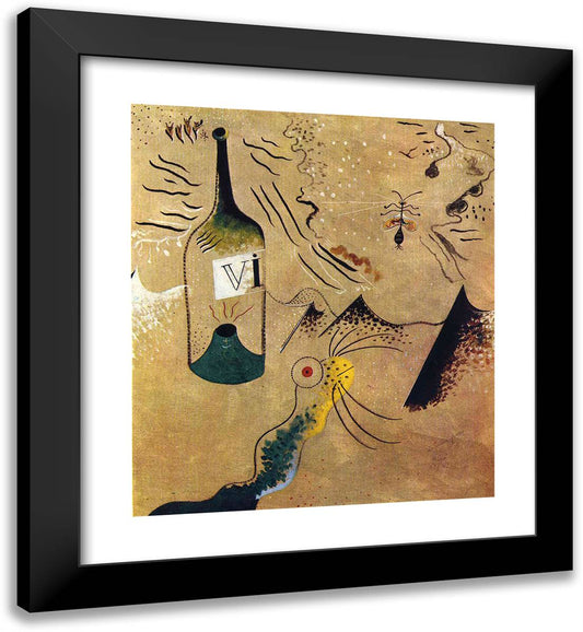 Bottle of VIne 20x22 Black Modern Wood Framed Art Print Poster by Miro, Joan