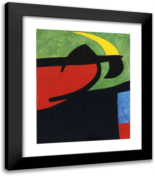 Catalan Peasant in the Moonlight 20x23 Black Modern Wood Framed Art Print Poster by Miro, Joan