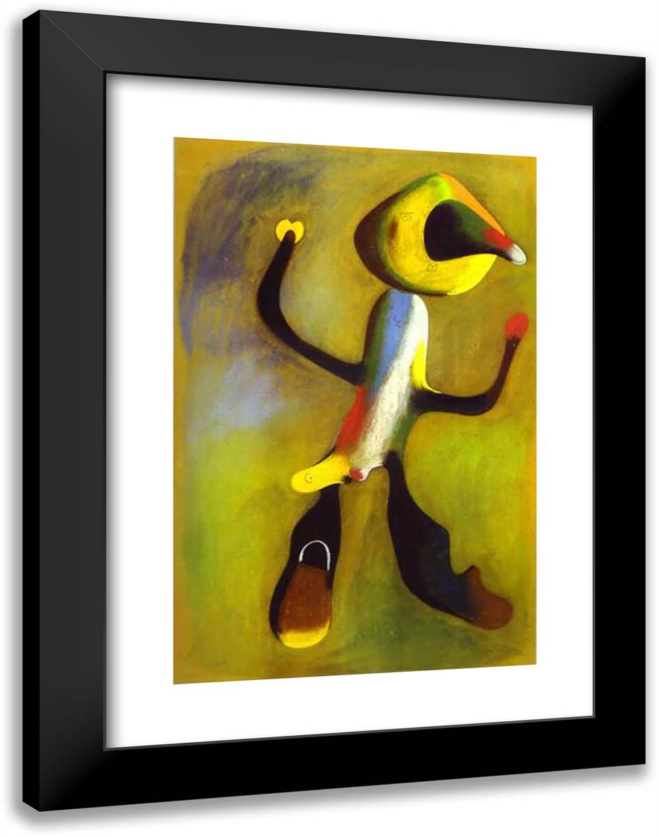 Character 18x24 Black Modern Wood Framed Art Print Poster by Miro, Joan