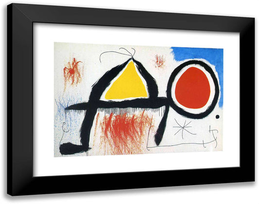 Character in Front of the Sun 24x19 Black Modern Wood Framed Art Print Poster by Miro, Joan