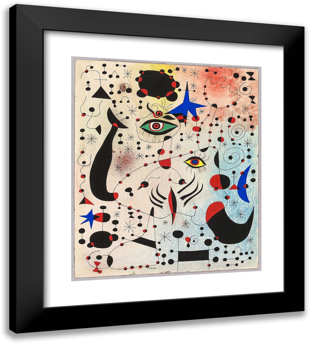 Ciphers and Constellations in Love with a Woman 20x22 Black Modern Wood Framed Art Print Poster by Miro, Joan