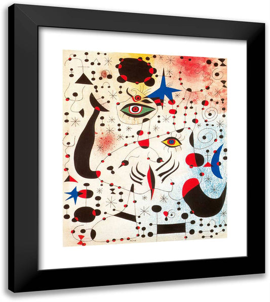 Ciphers and Constellations, in Love with a Woman 20x23 Black Modern Wood Framed Art Print Poster by Miro, Joan