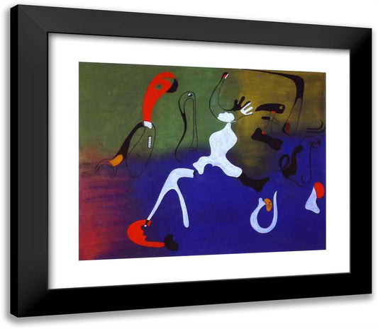 Composition 23x20 Black Modern Wood Framed Art Print Poster by Miro, Joan
