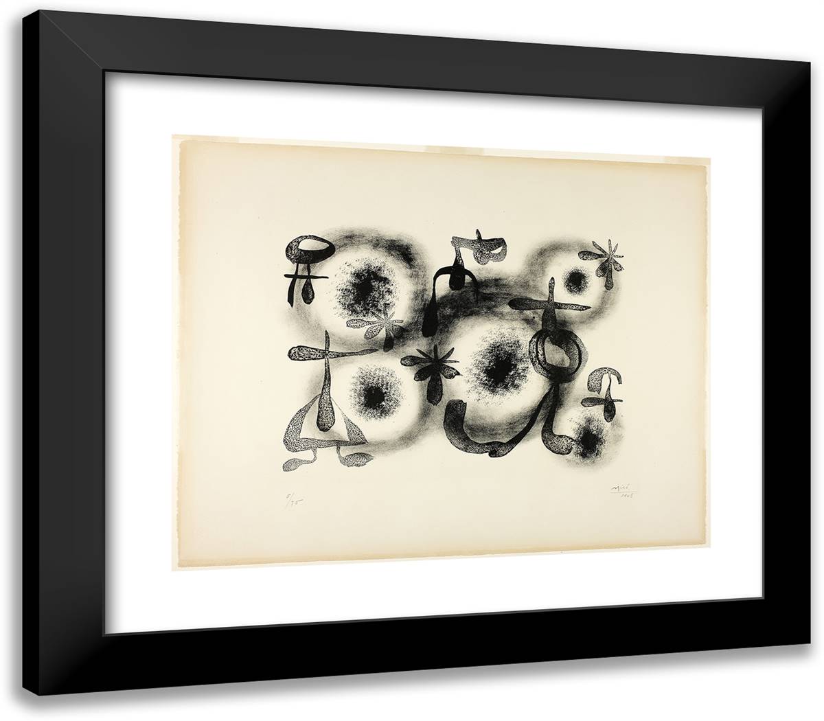 Composition, from Album 13 23x20 Black Modern Wood Framed Art Print Poster by Miro, Joan