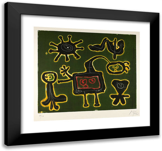 Composition_1 22x20 Black Modern Wood Framed Art Print Poster by Miro, Joan