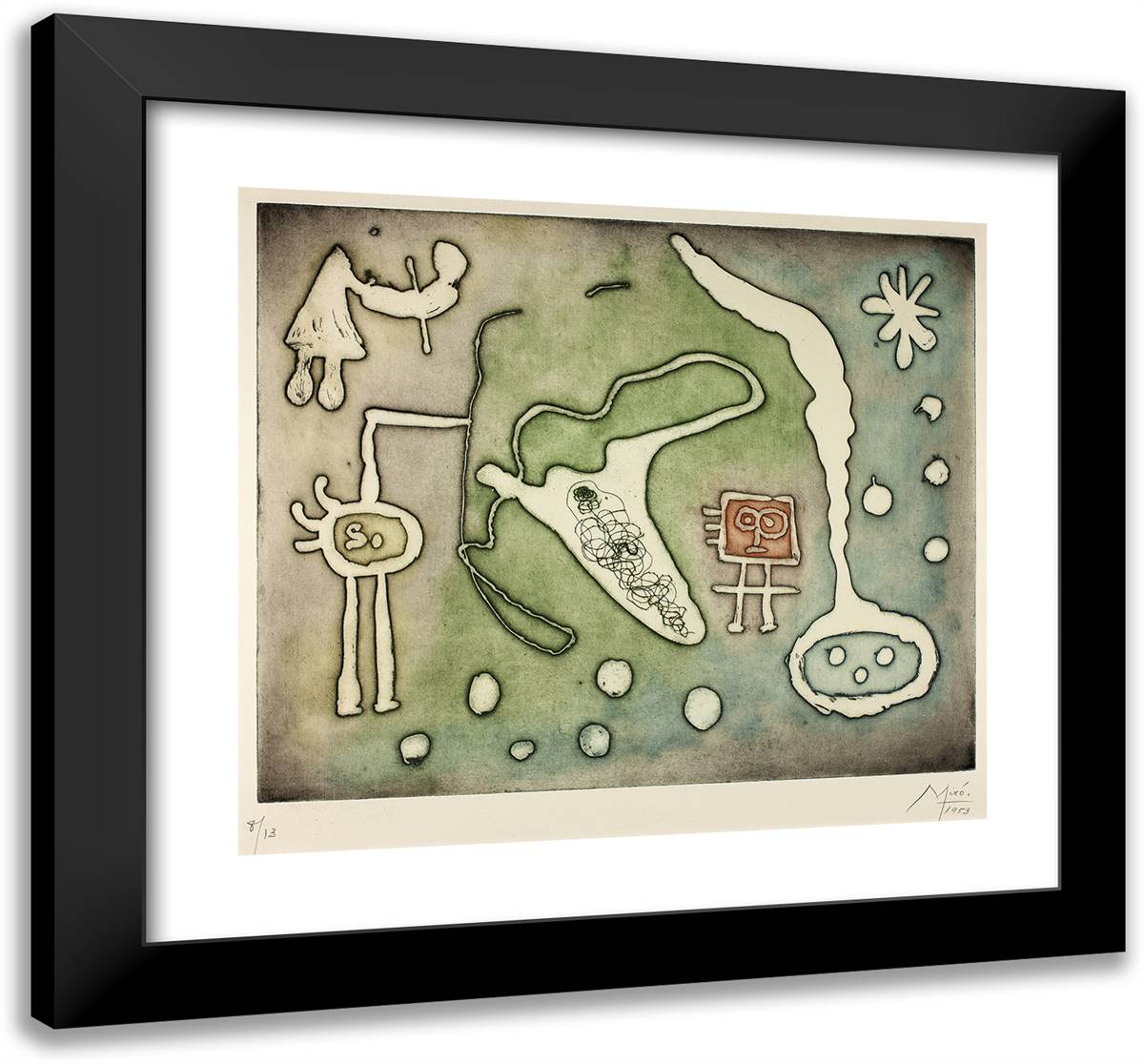 Composition_2 21x20 Black Modern Wood Framed Art Print Poster by Miro, Joan