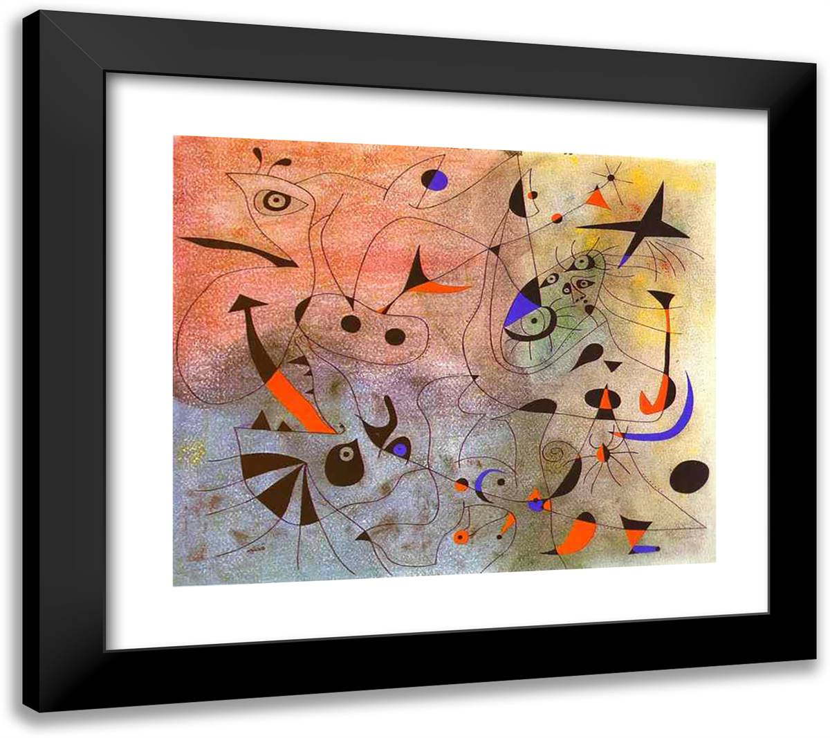 Constellation the Morning Star 22x20 Black Modern Wood Framed Art Print Poster by Miro, Joan