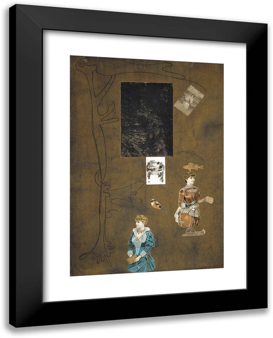 Drawing - Collage 19x24 Black Modern Wood Framed Art Print Poster by Miro, Joan