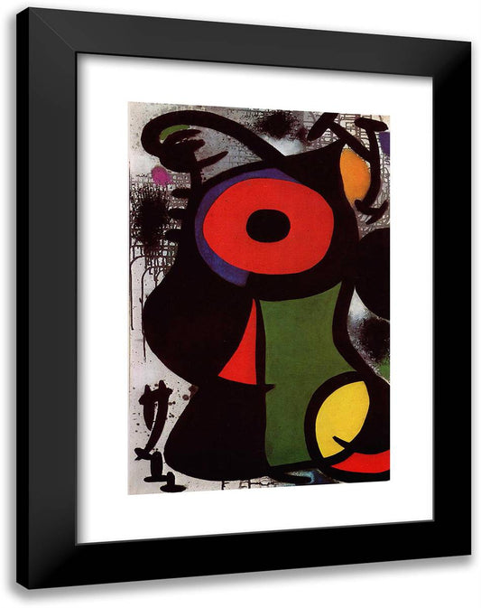 Fascinating Personage 18x24 Black Modern Wood Framed Art Print Poster by Miro, Joan