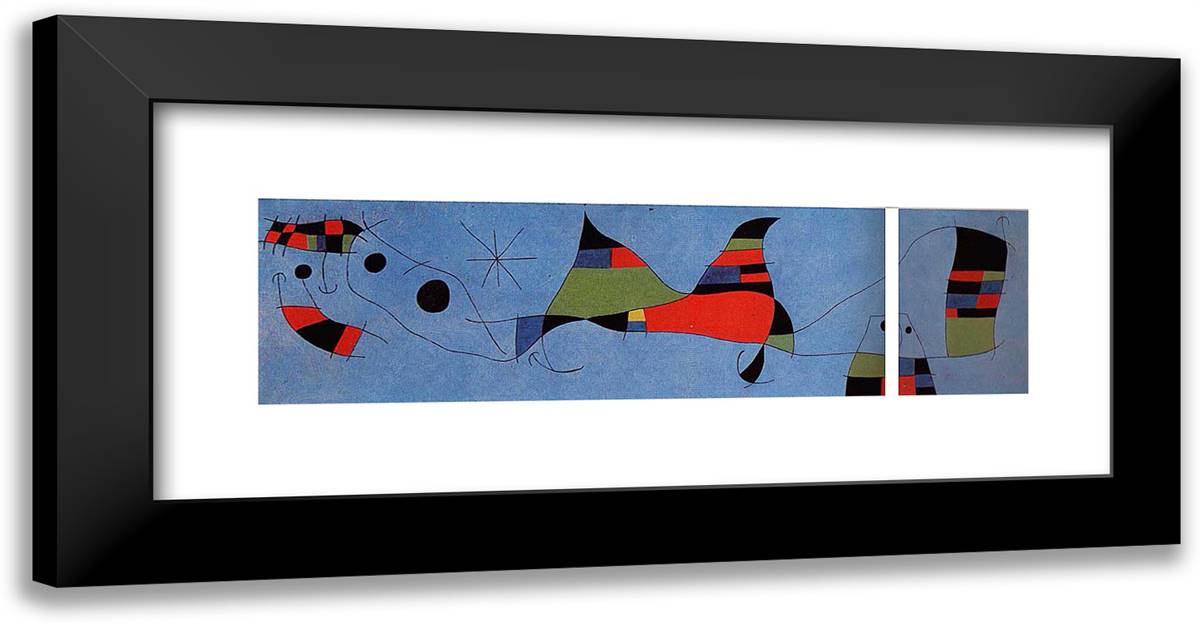 For Emili Fernández 24x13 Black Modern Wood Framed Art Print Poster by Miro, Joan