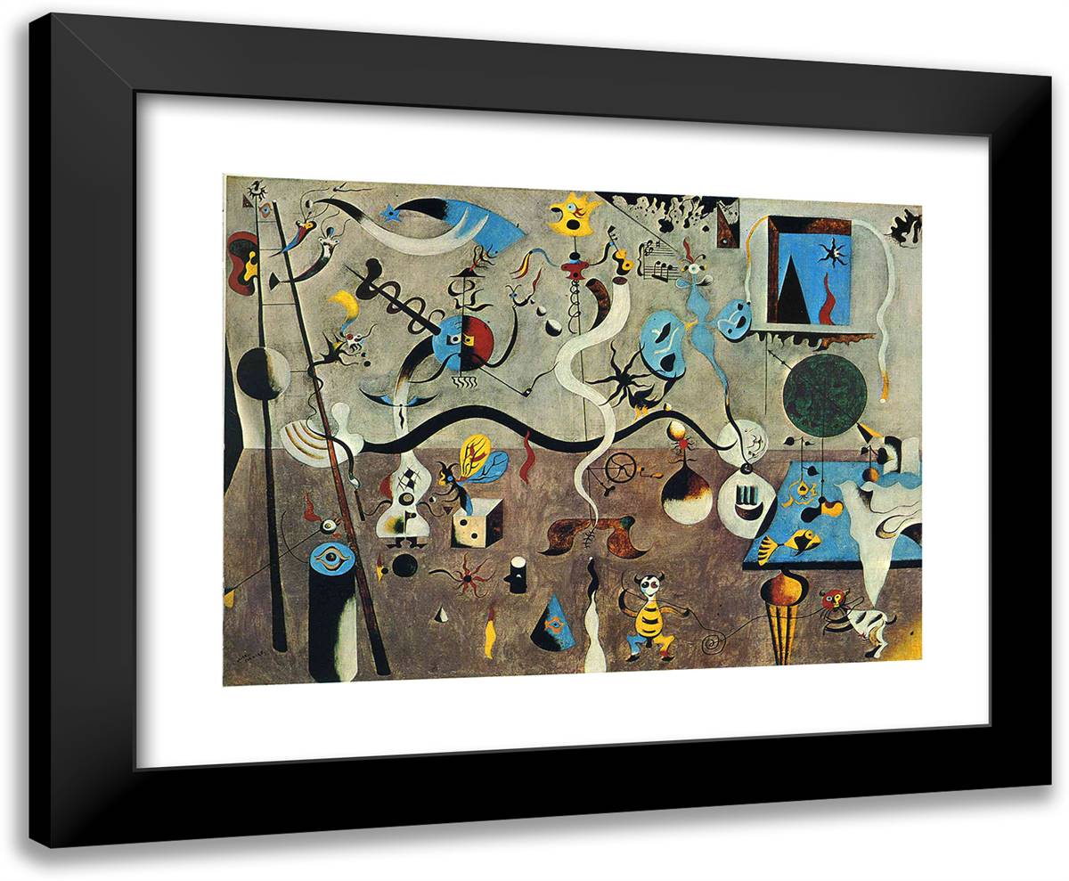 Harlequin's Carnival 24x20 Black Modern Wood Framed Art Print Poster by Miro, Joan