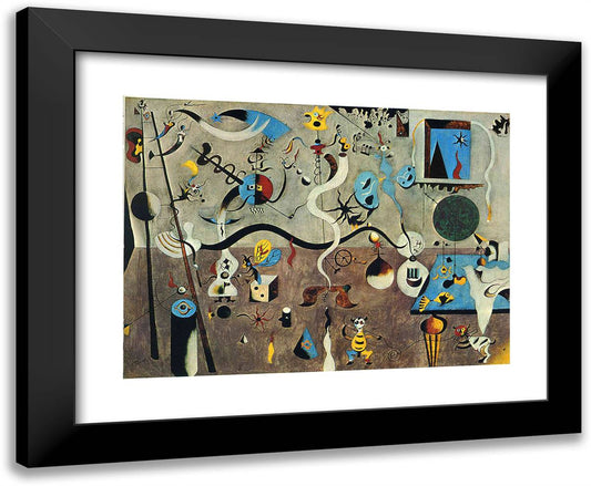 Harlequin's Carnival 24x20 Black Modern Wood Framed Art Print Poster by Miro, Joan