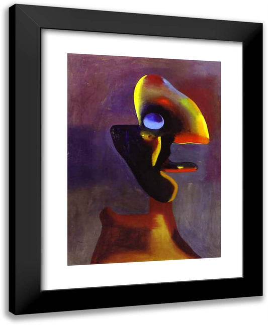 Head of a Man 19x24 Black Modern Wood Framed Art Print Poster by Miro, Joan