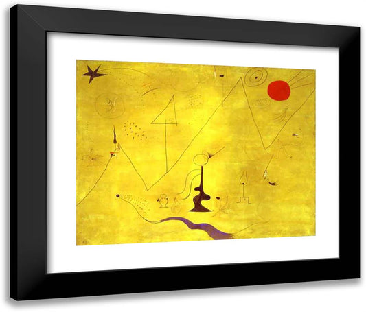Hermitage 24x20 Black Modern Wood Framed Art Print Poster by Miro, Joan