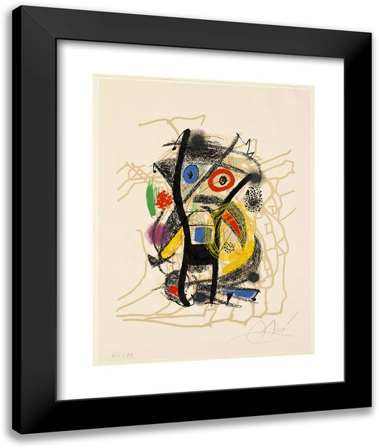 Homage to Helion 20x24 Black Modern Wood Framed Art Print Poster by Miro, Joan