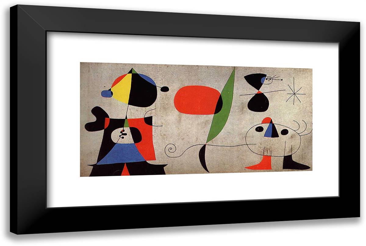Joaquim Gomis (Mural) 24x16 Black Modern Wood Framed Art Print Poster by Miro, Joan