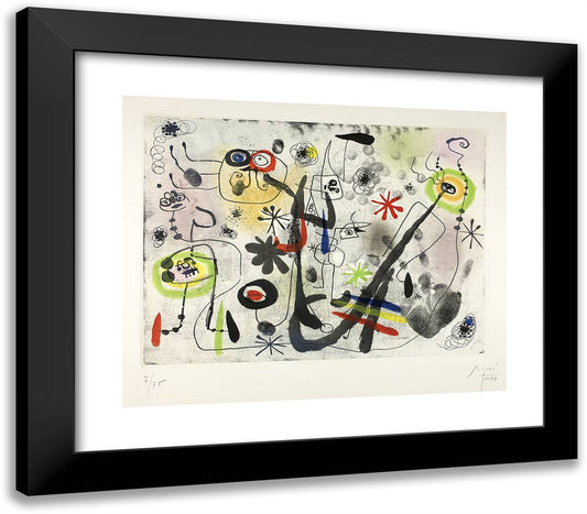 La Main 23x20 Black Modern Wood Framed Art Print Poster by Miro, Joan