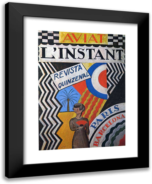 L'Instant 19x24 Black Modern Wood Framed Art Print Poster by Miro, Joan