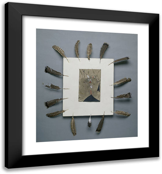 Man, Woman, and Bulls 20x22 Black Modern Wood Framed Art Print Poster by Miro, Joan