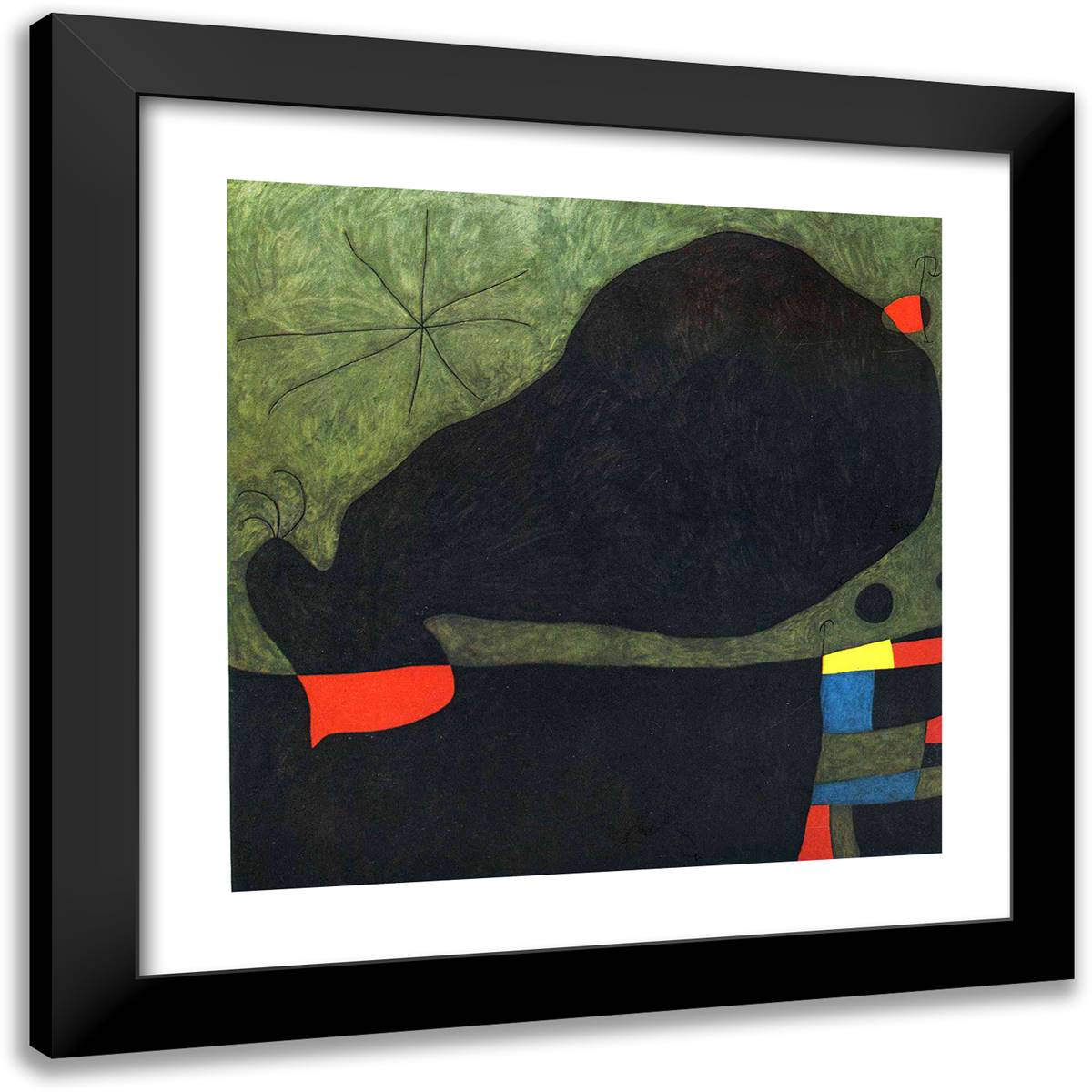 Message from a Friend 20x20 Black Modern Wood Framed Art Print Poster by Miro, Joan