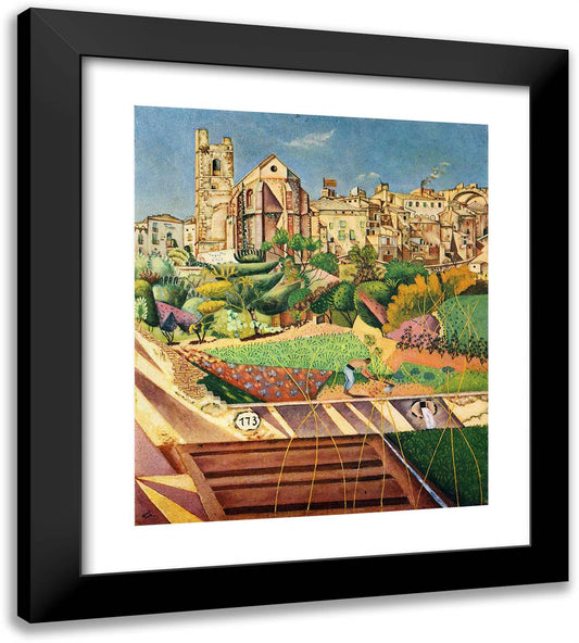 Montroig, La Iglesia Y El Pueblo 20x22 Black Modern Wood Framed Art Print Poster by Miro, Joan