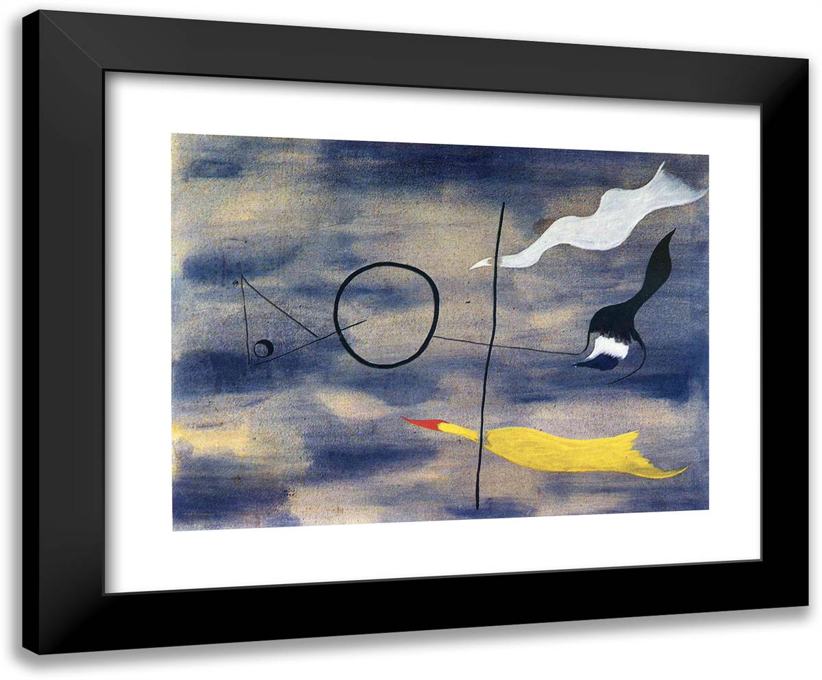 Painting II 24x20 Black Modern Wood Framed Art Print Poster by Miro, Joan
