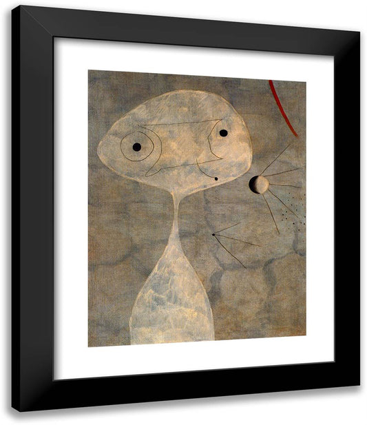Painting (Man with a Pipe) 20x24 Black Modern Wood Framed Art Print Poster by Miro, Joan