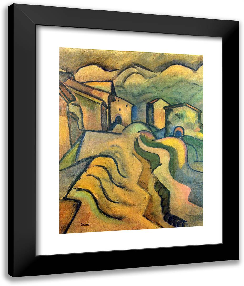 Paseo a La Ciudad 20x24 Black Modern Wood Framed Art Print Poster by Miro, Joan