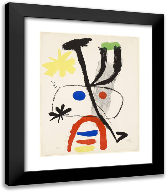 Personnage and Stars 20x23 Black Modern Wood Framed Art Print Poster by Miro, Joan