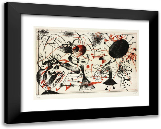 Plate Six, from Black and Red Series 24x19 Black Modern Wood Framed Art Print Poster by Miro, Joan
