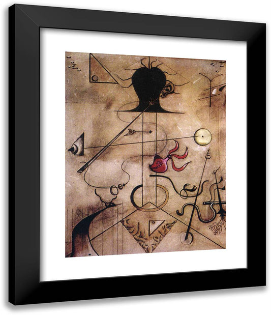 Portrait De Mme. K. 20x24 Black Modern Wood Framed Art Print Poster by Miro, Joan