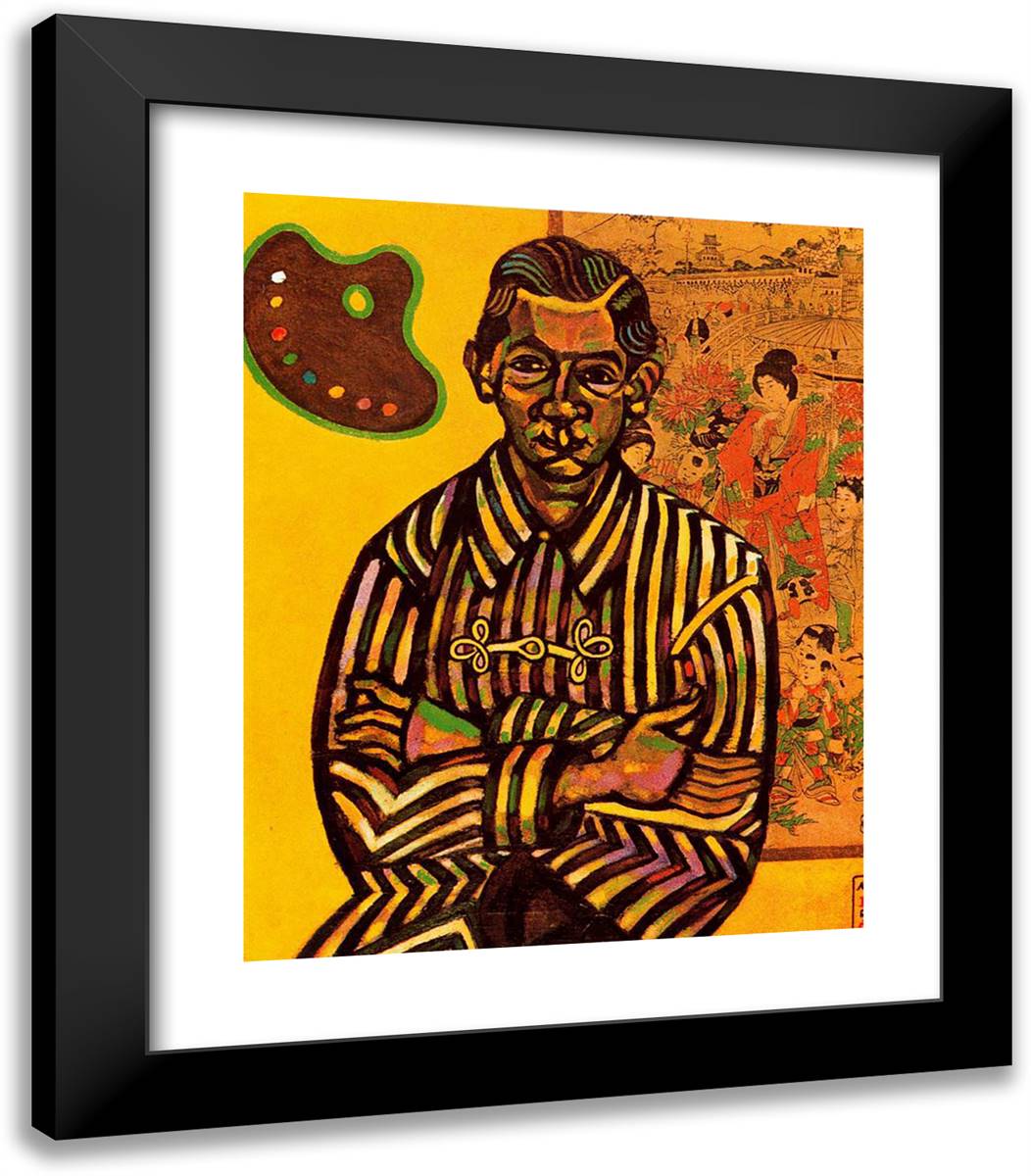 Portrait of E.C. Ricart 20x23 Black Modern Wood Framed Art Print Poster by Miro, Joan