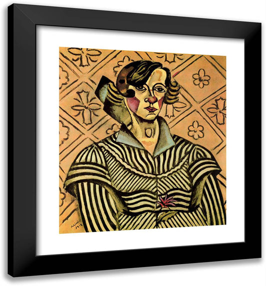 Portrait of Juanita Obrador 20x21 Black Modern Wood Framed Art Print Poster by Miro, Joan