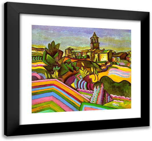 Prades, the VIllage 22x20 Black Modern Wood Framed Art Print Poster by Miro, Joan