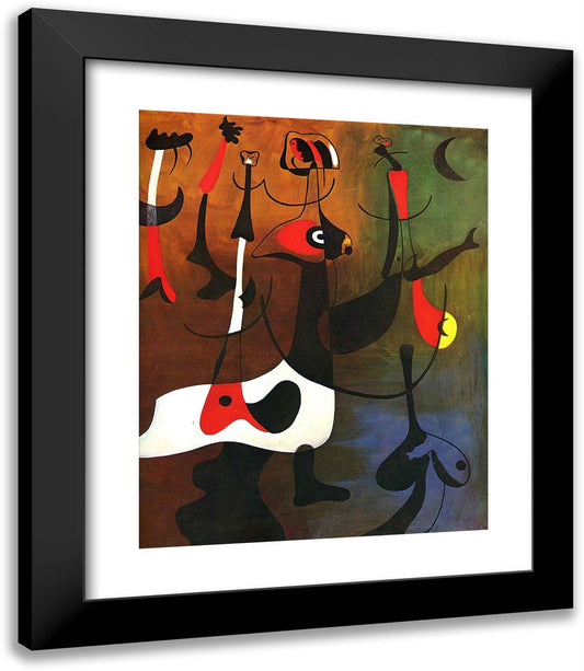 Rhythmic Characters 20x23 Black Modern Wood Framed Art Print Poster by Miro, Joan