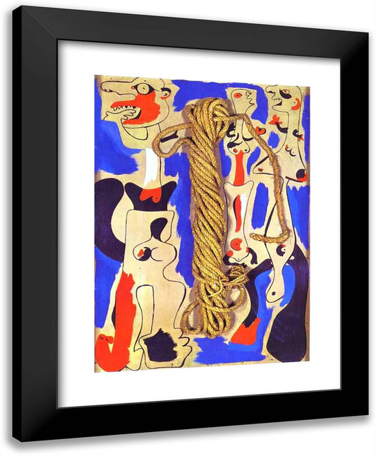 Rope and People I 19x24 Black Modern Wood Framed Art Print Poster by Miro, Joan