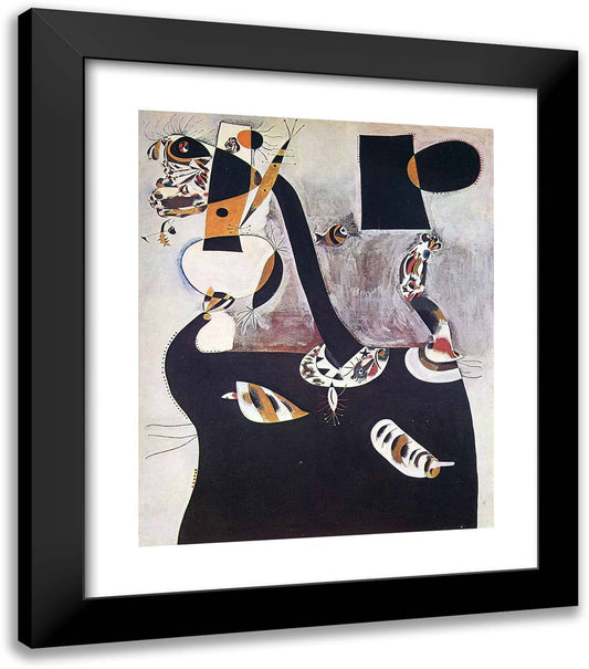 Seated Woman II 20x23 Black Modern Wood Framed Art Print Poster by Miro, Joan