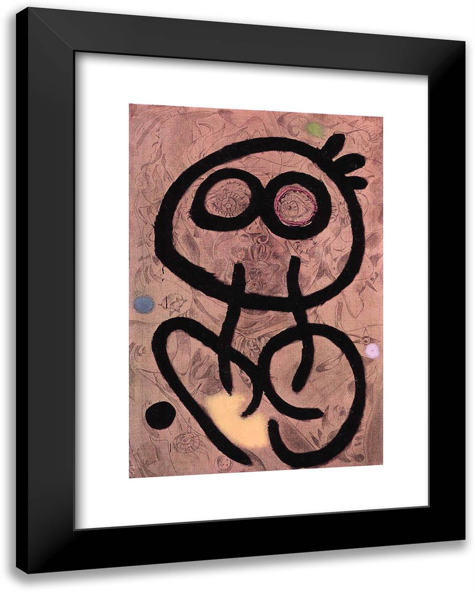 Self-Portrait I 19x24 Black Modern Wood Framed Art Print Poster by Miro, Joan