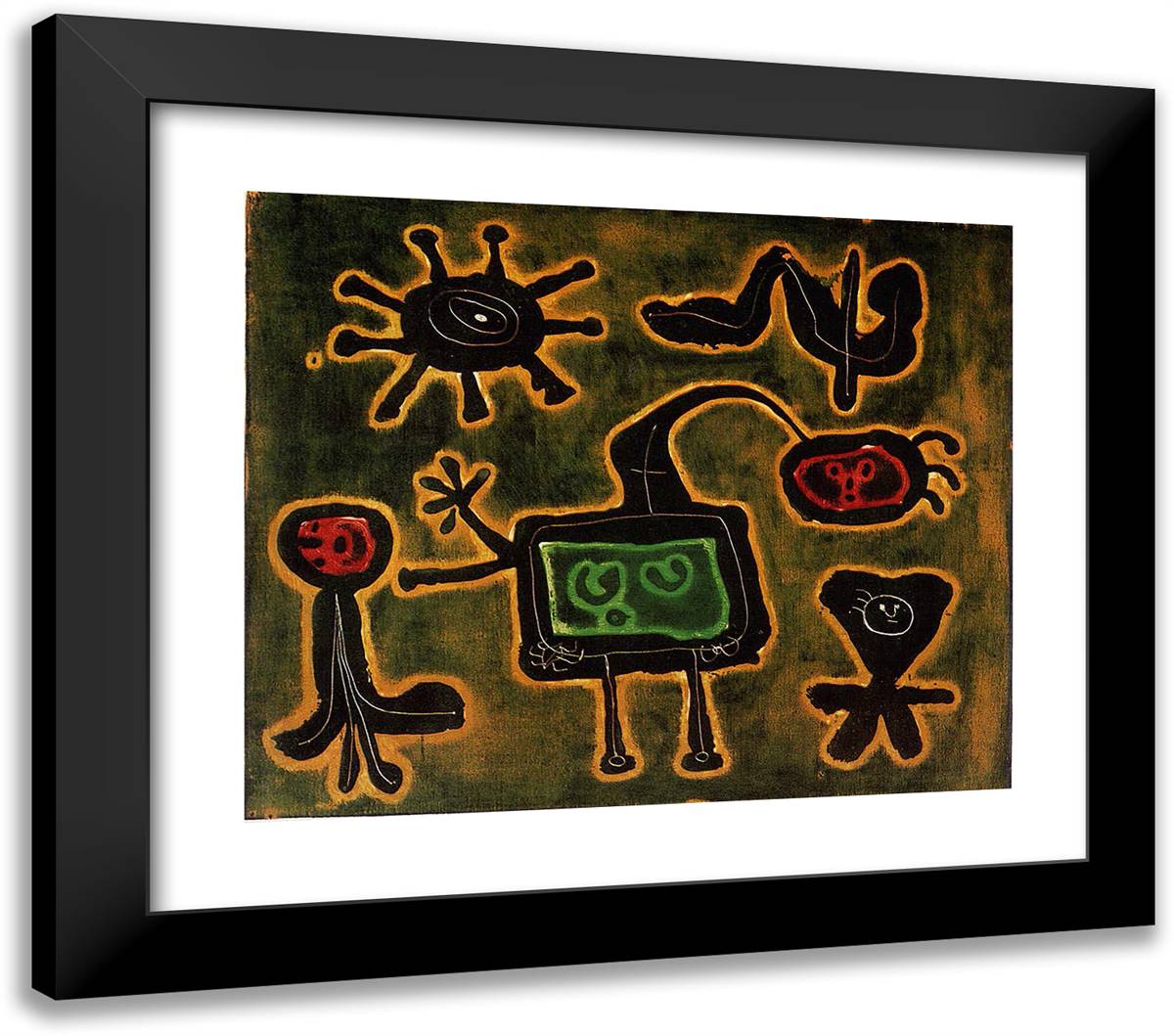 Series I 23x20 Black Modern Wood Framed Art Print Poster by Miro, Joan