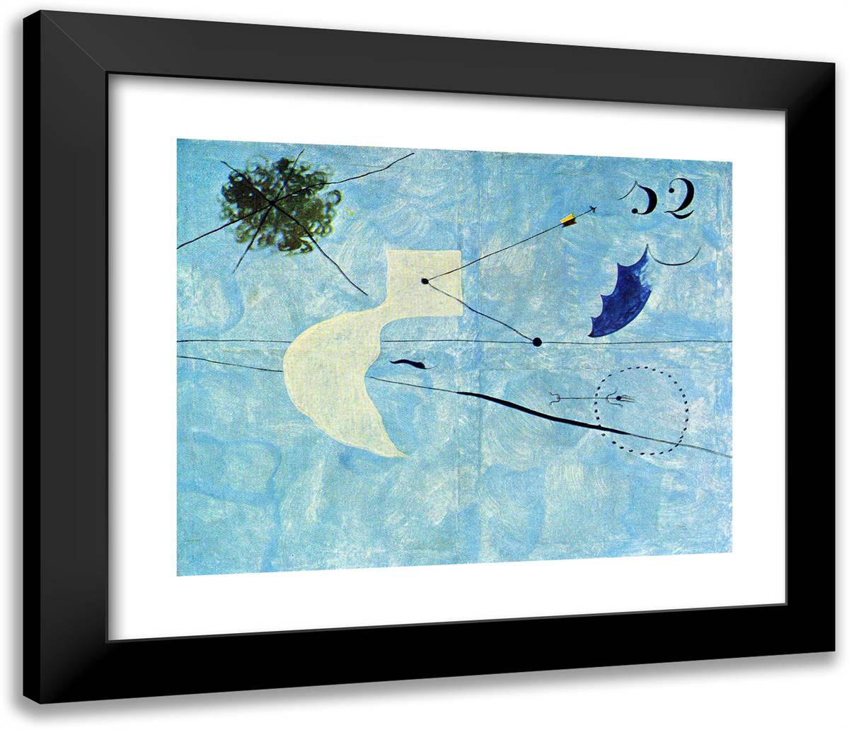 Siesta 23x20 Black Modern Wood Framed Art Print Poster by Miro, Joan