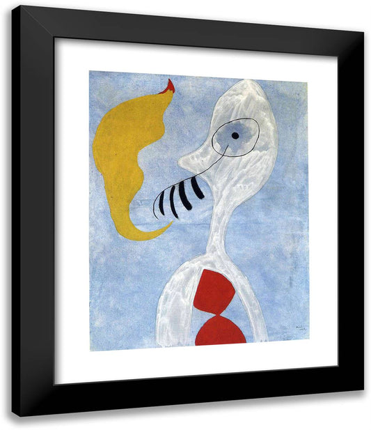 Smoker Head 20x24 Black Modern Wood Framed Art Print Poster by Miro, Joan
