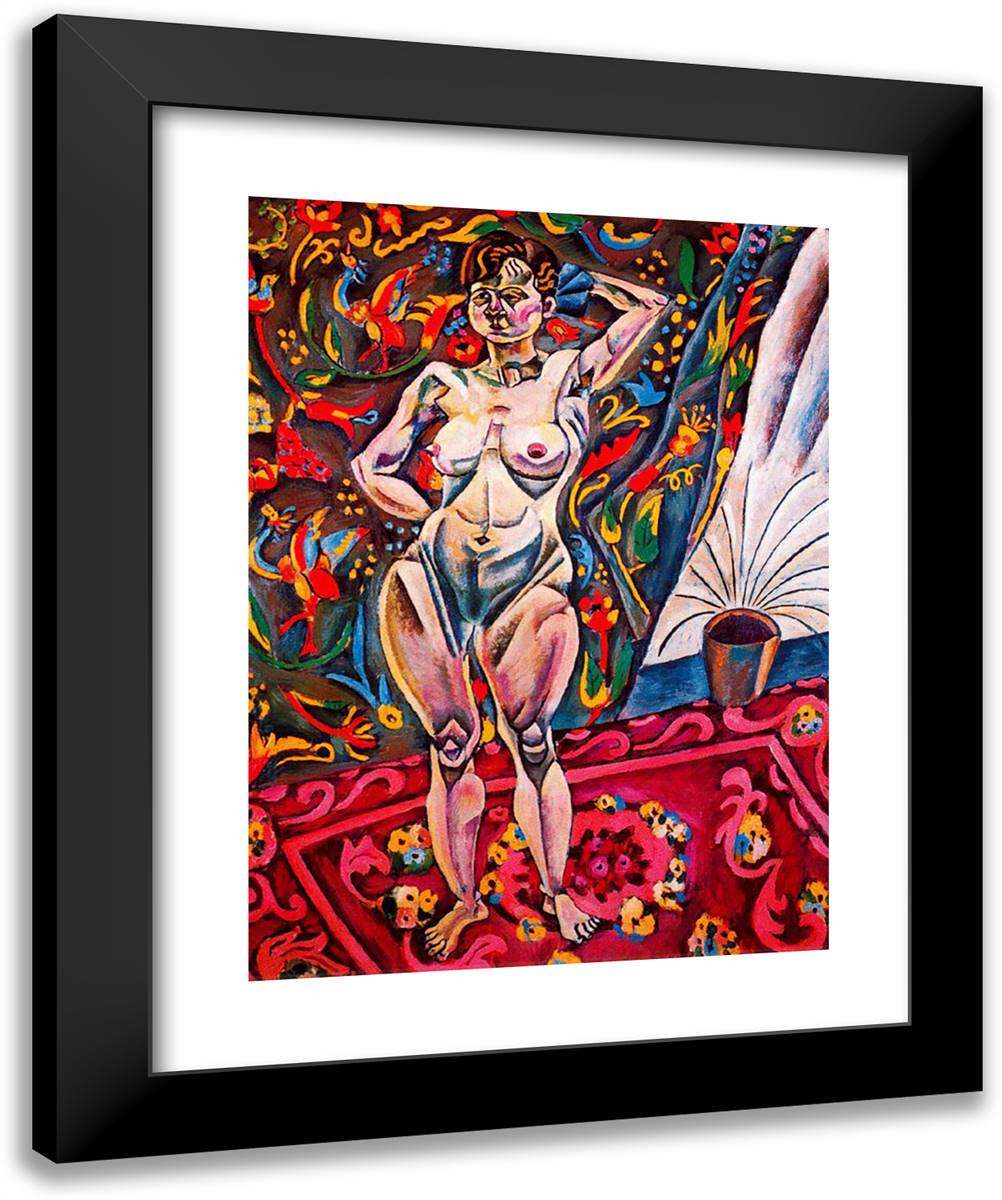 Standing Nude 20x24 Black Modern Wood Framed Art Print Poster by Miro, Joan