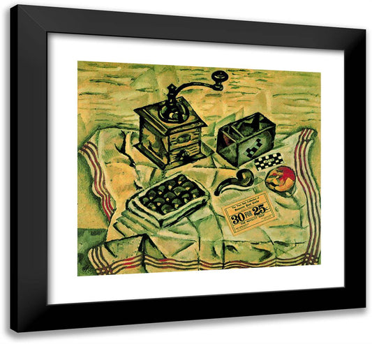 Still Life with Coffee Mill 22x20 Black Modern Wood Framed Art Print Poster by Miro, Joan