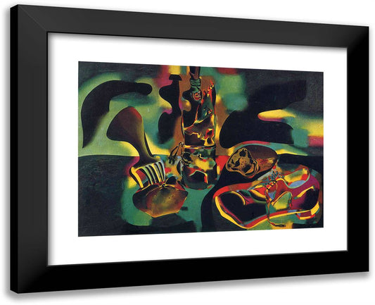 Still Life with Old Shoe 24x19 Black Modern Wood Framed Art Print Poster by Miro, Joan
