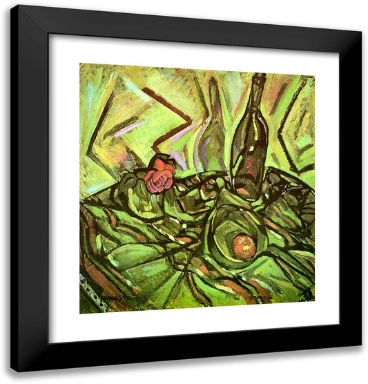 Still Life with Rose 20x21 Black Modern Wood Framed Art Print Poster by Miro, Joan