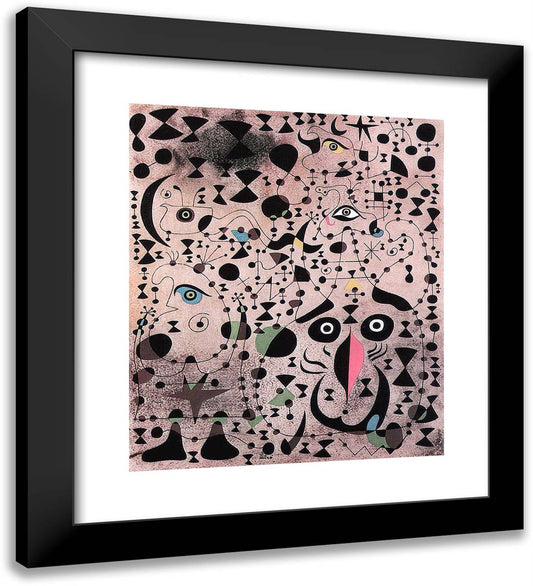 The Beautiful Bird Revealing the Unknown to a Pair of Lovers (From the Constellation Series) 20x22 Black Modern Wood Framed Art Print Poster by Miro, Joan