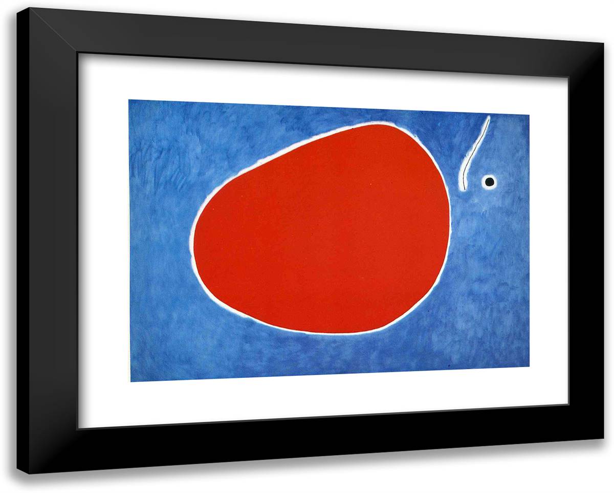 The Flight of the Dragonfly in Front of the Sun 24x19 Black Modern Wood Framed Art Print Poster by Miro, Joan