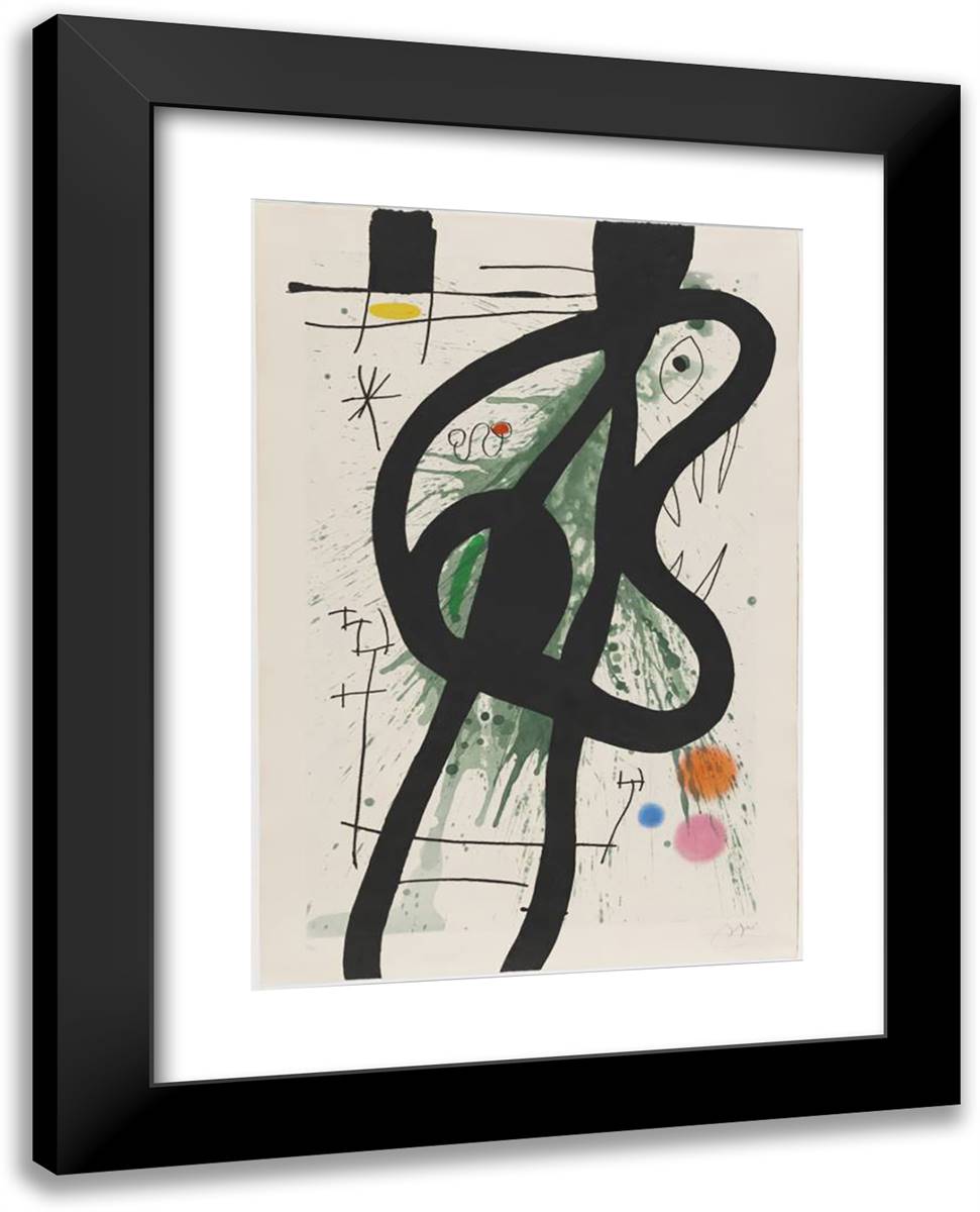 The Great Carnivore 19x24 Black Modern Wood Framed Art Print Poster by Miro, Joan